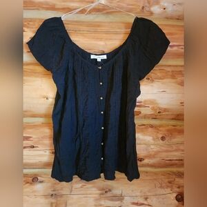 Rewind Black Button-Front Blouse